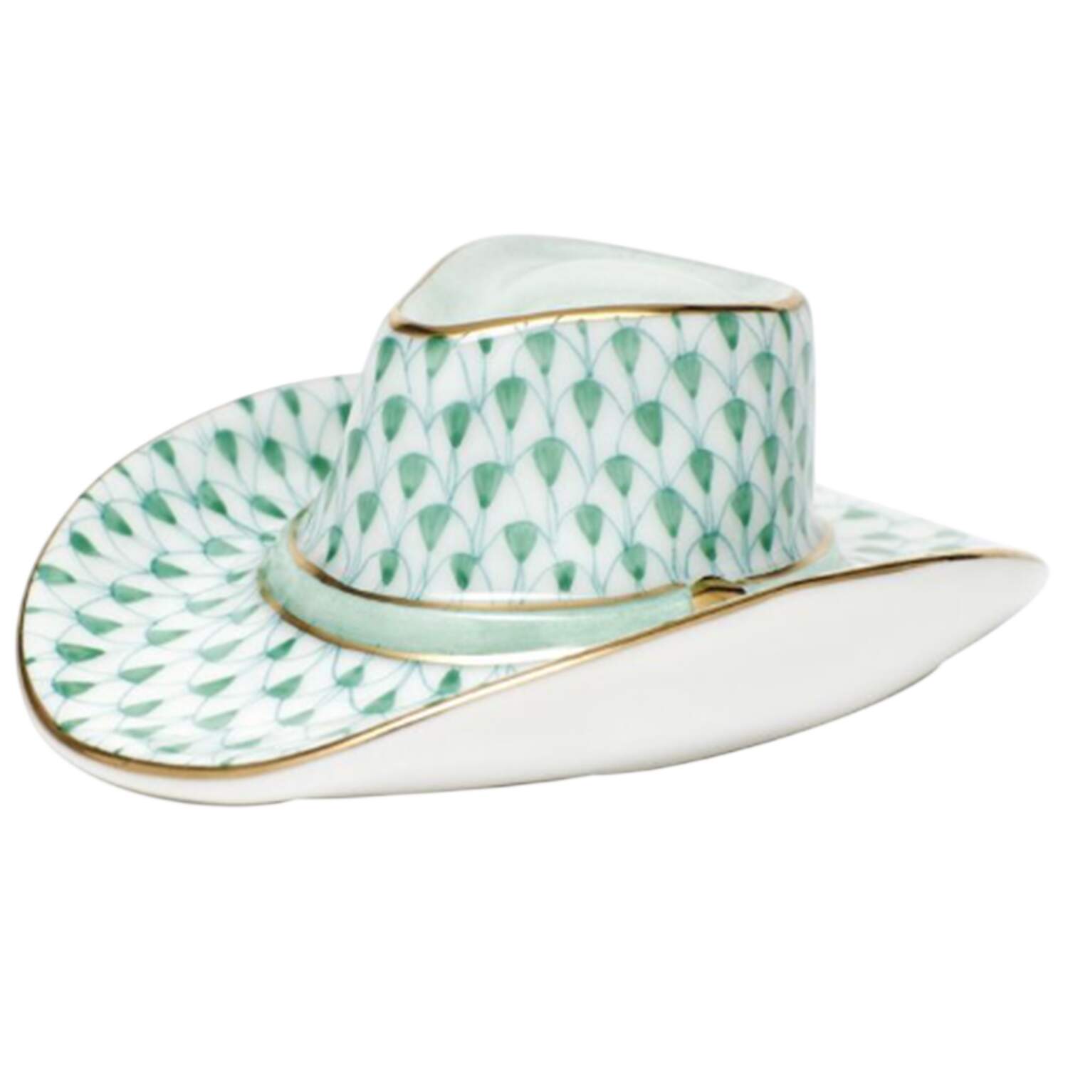 Manmade Objects Cowboy Hat-Green - No Box by Herend-1