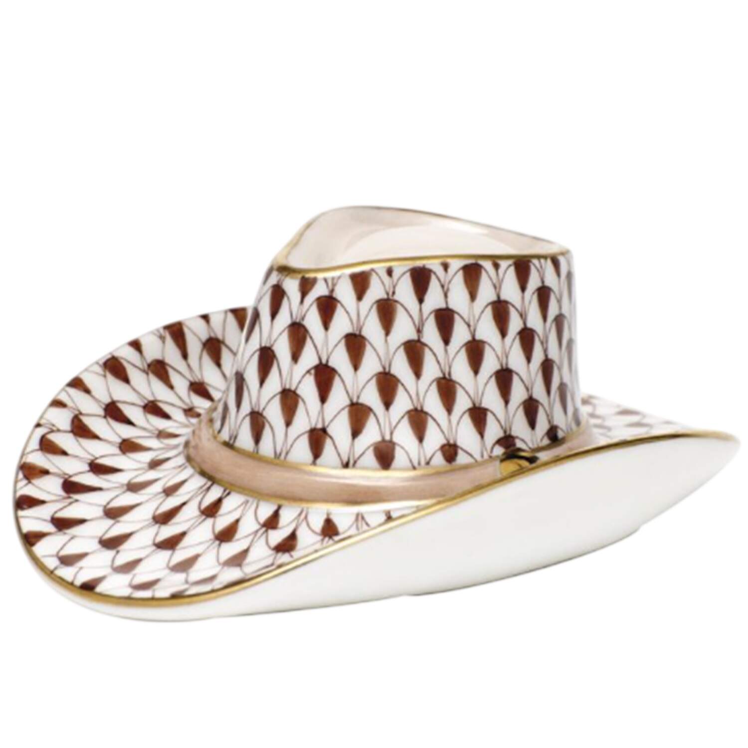 Manmade Objects Cowboy Hat-Chocolate - No Box by Herend-1