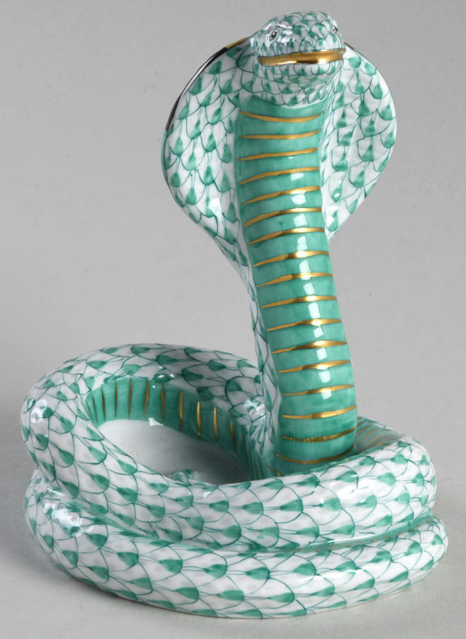 Reptiles-Snakes Cobra-Green - No Box by Herend-1