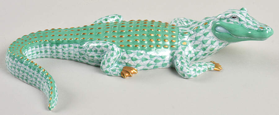 Reptiles-Snakes Alligator-Green - No Box by Herend-1