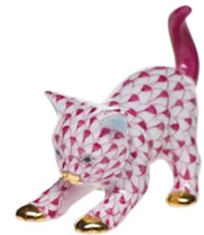 Cats Stretching Kitty-Raspberry - No Box by Herend-1