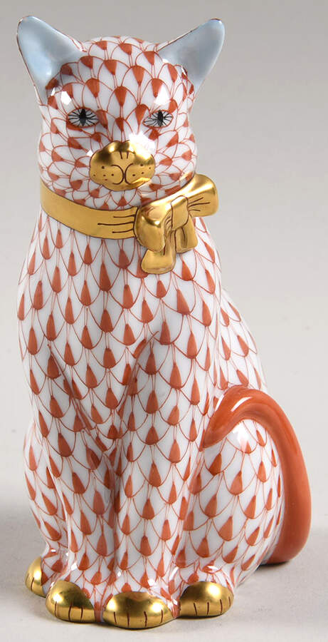 Cats Cat With Bow-Rust - No Box 60 by Herend-1