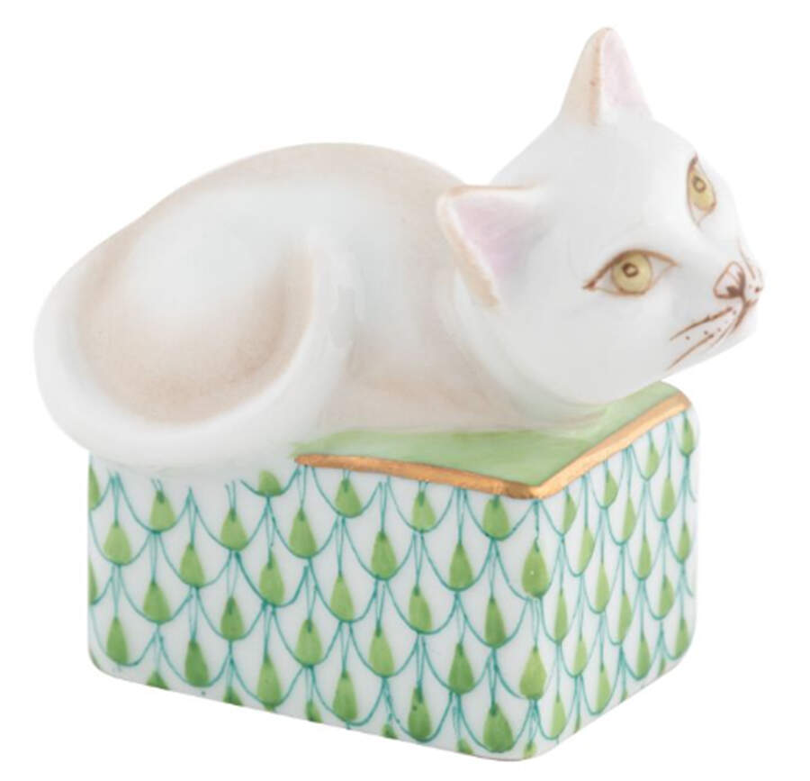 Cats Cat In Box- Keylime - No Box by Herend-1