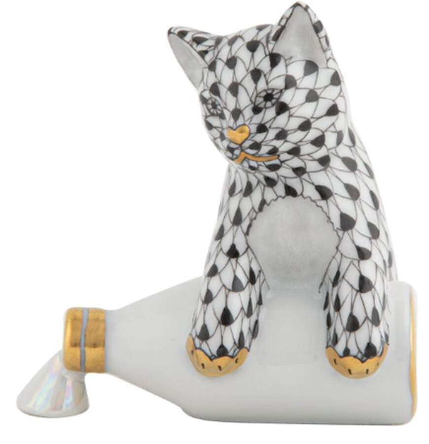 Cats Spilled Milk- Black - No Box by Herend-1
