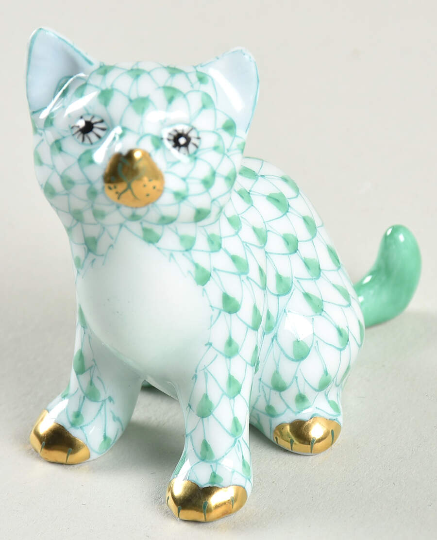 Cats Sitting Kitty-Green - No Box by Herend-1
