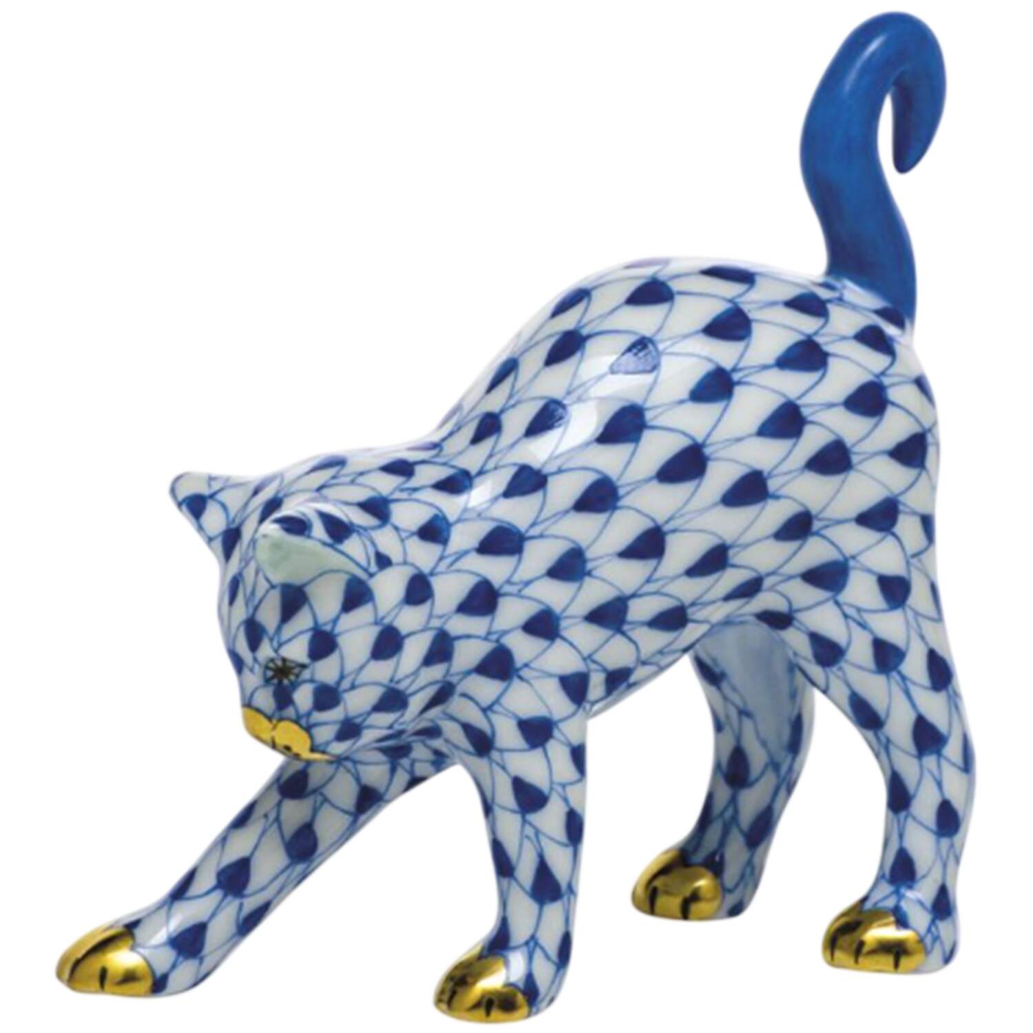Cats Arched Cat- Sapphire - No Box by Herend-1
