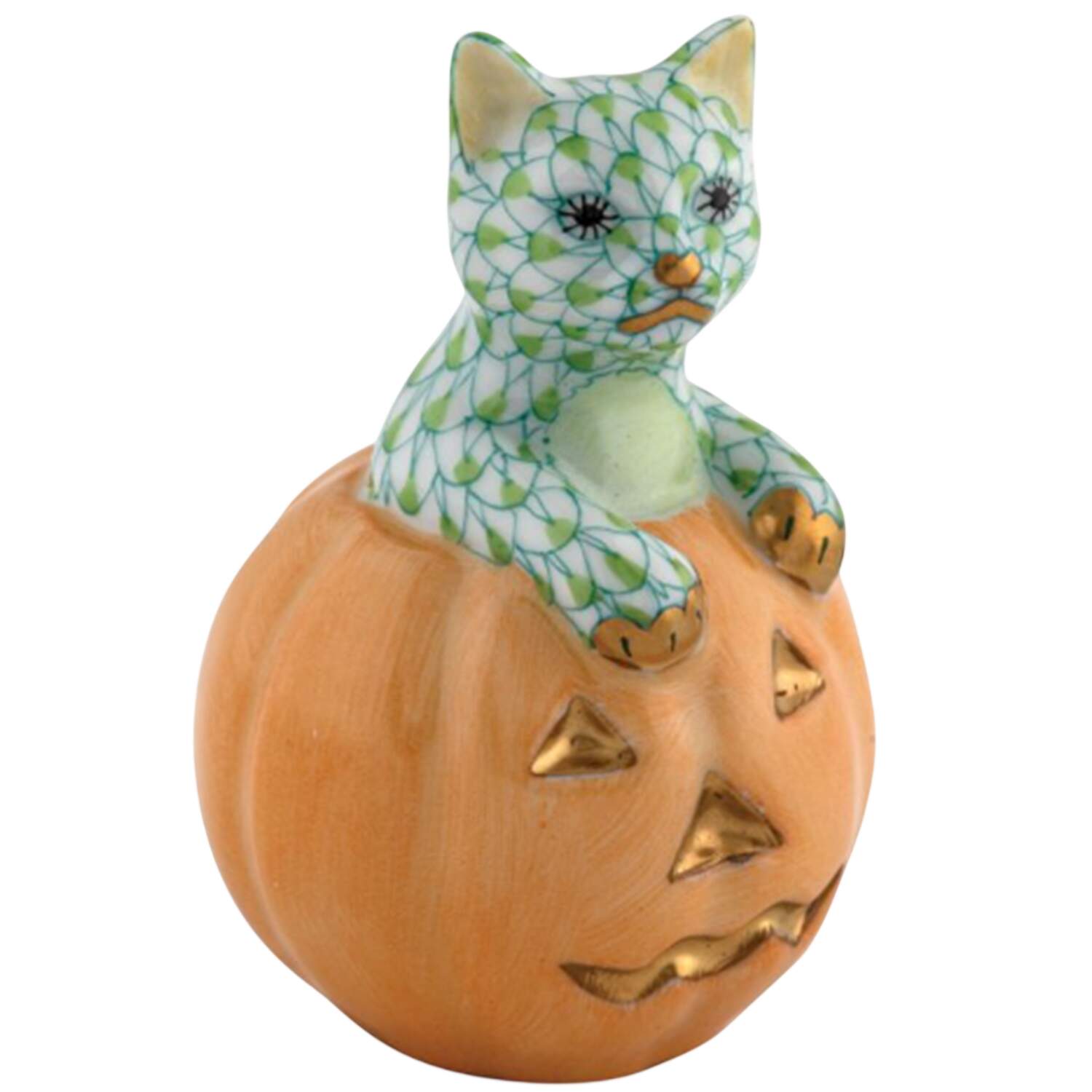Cats Jack O Lantern Kitty- Keylime - No Box by Herend-1