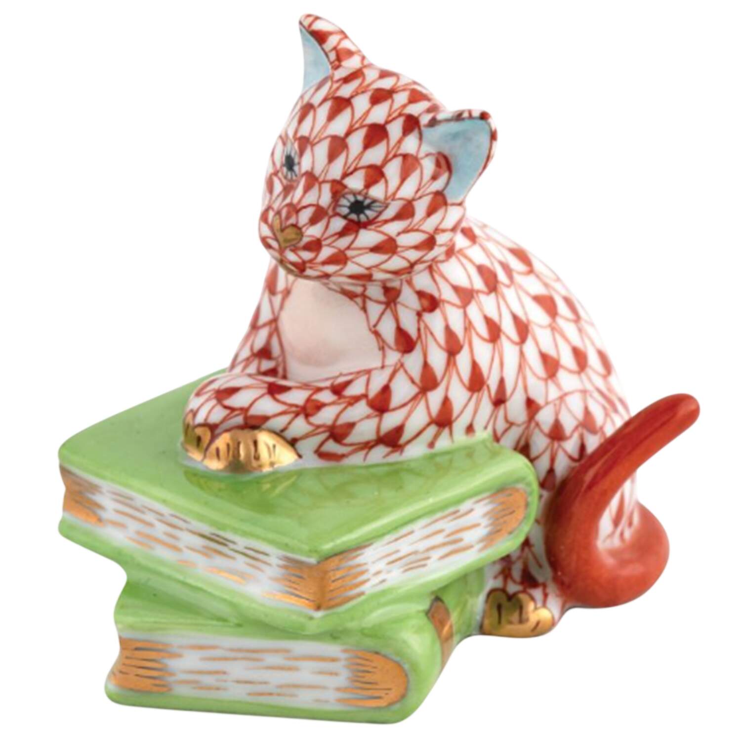 Cats Cat On Books- Rust - No Box by Herend-1