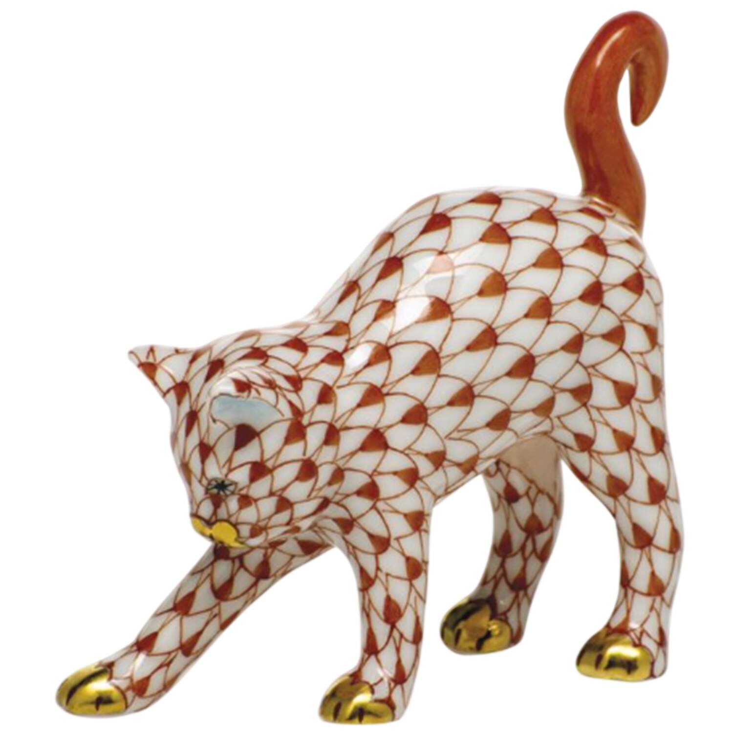 Cats Arched Cat- Rust - No Box by Herend-1
