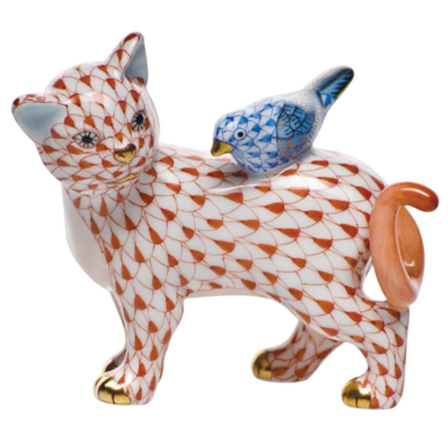 Cats The Odd Couple- Rust/Blue - No Box by Herend-1