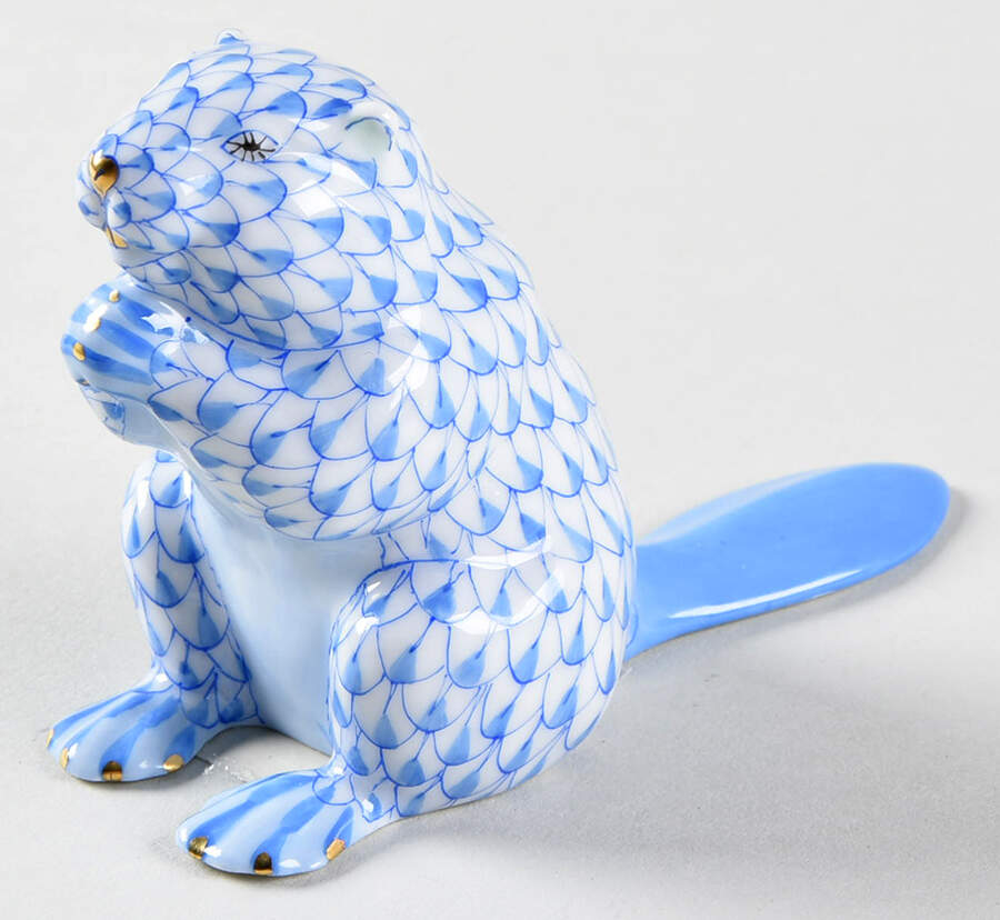Rodents Small Beaver-Blue - No Box by Herend-1