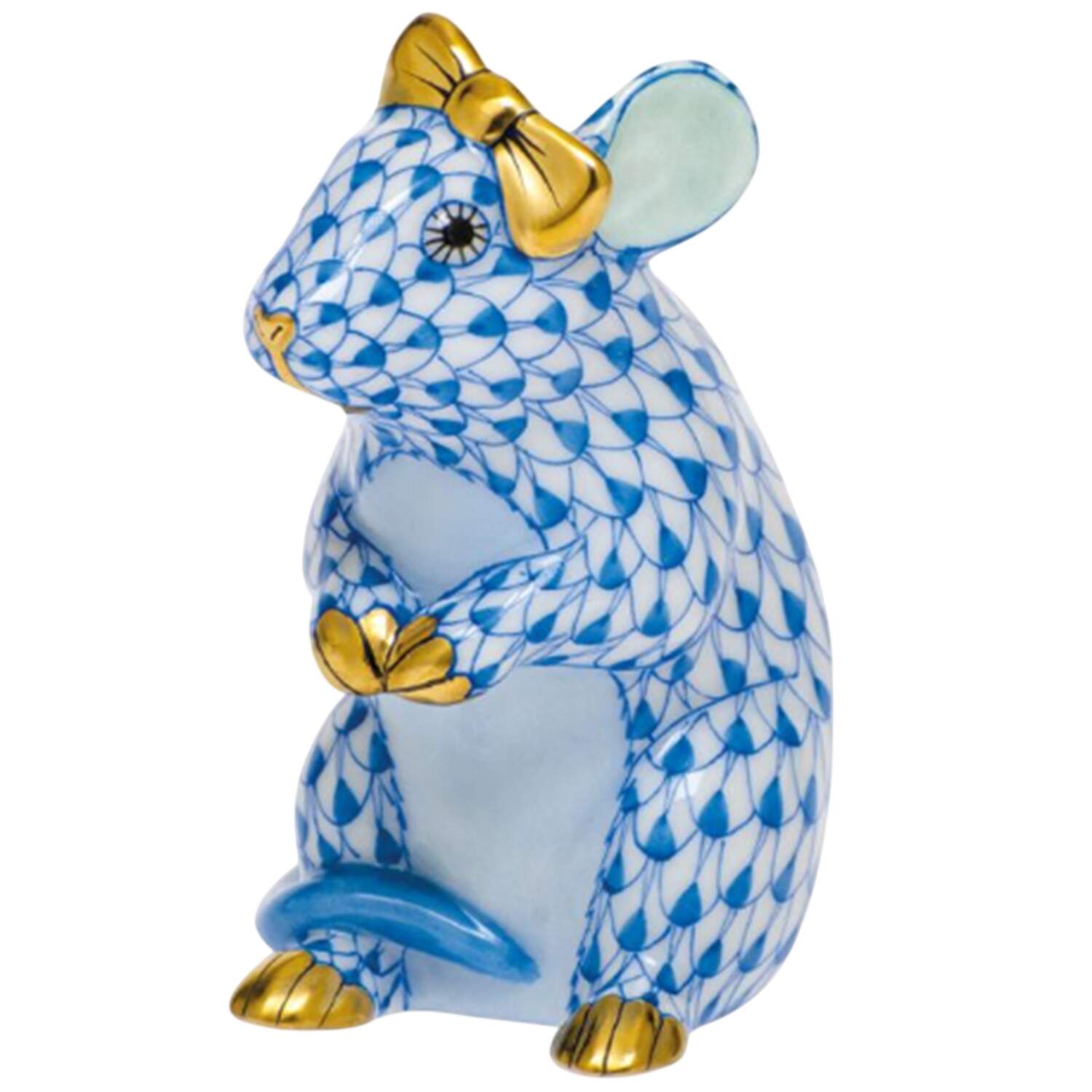Rodents Mouse With Bow- Blue - No Box by Herend-1