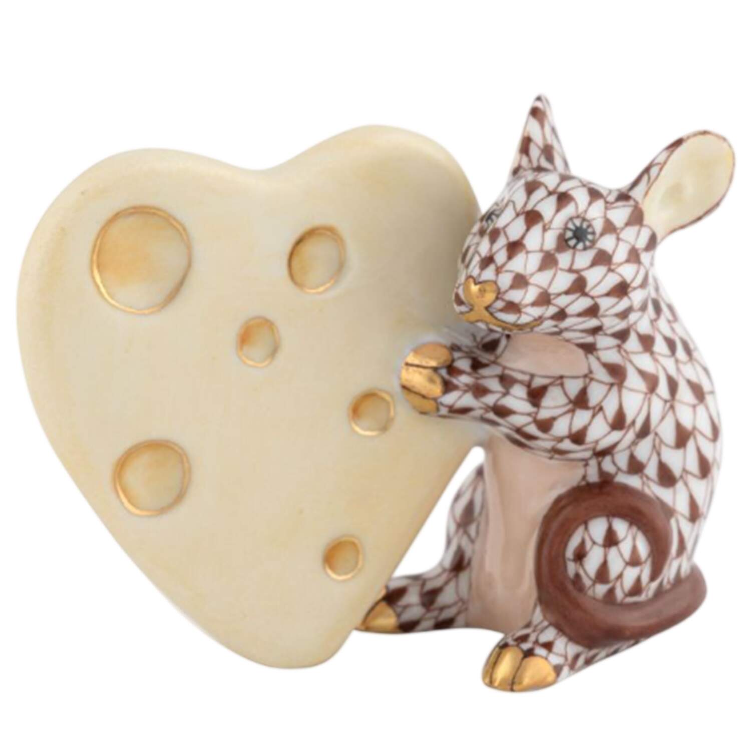 Rodents Mouse With Heart Cheese- Chocolate - No Box by Herend-1