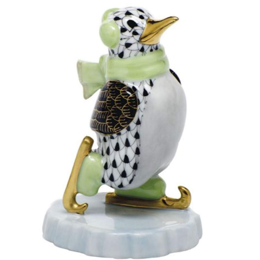 Waterfowl Ice Skating Penguin  - Black - No Box by Herend-1