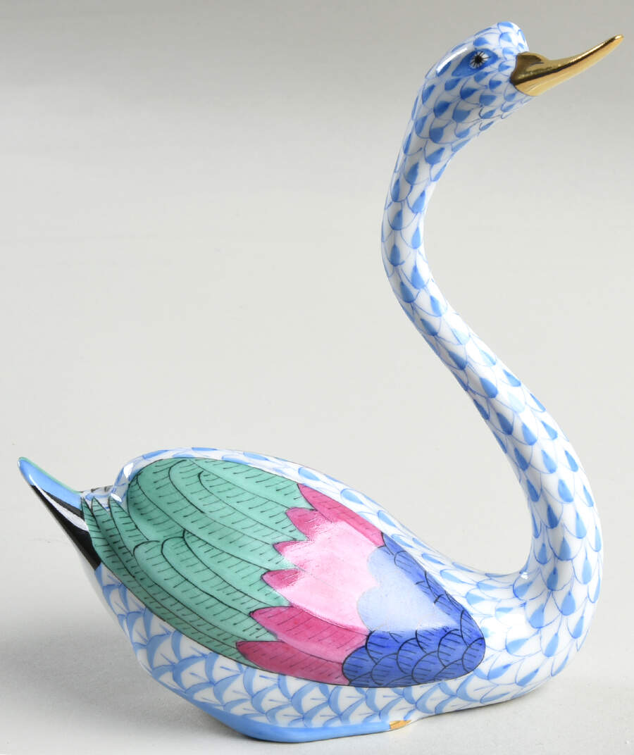 Waterfowl Swan-Blue - No Box by Herend-1