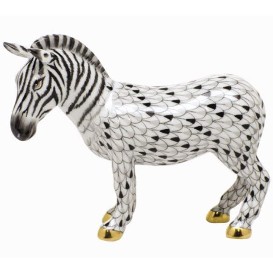 Wild Animals Zebra- Black/Multicolor - No Box by Herend-1
