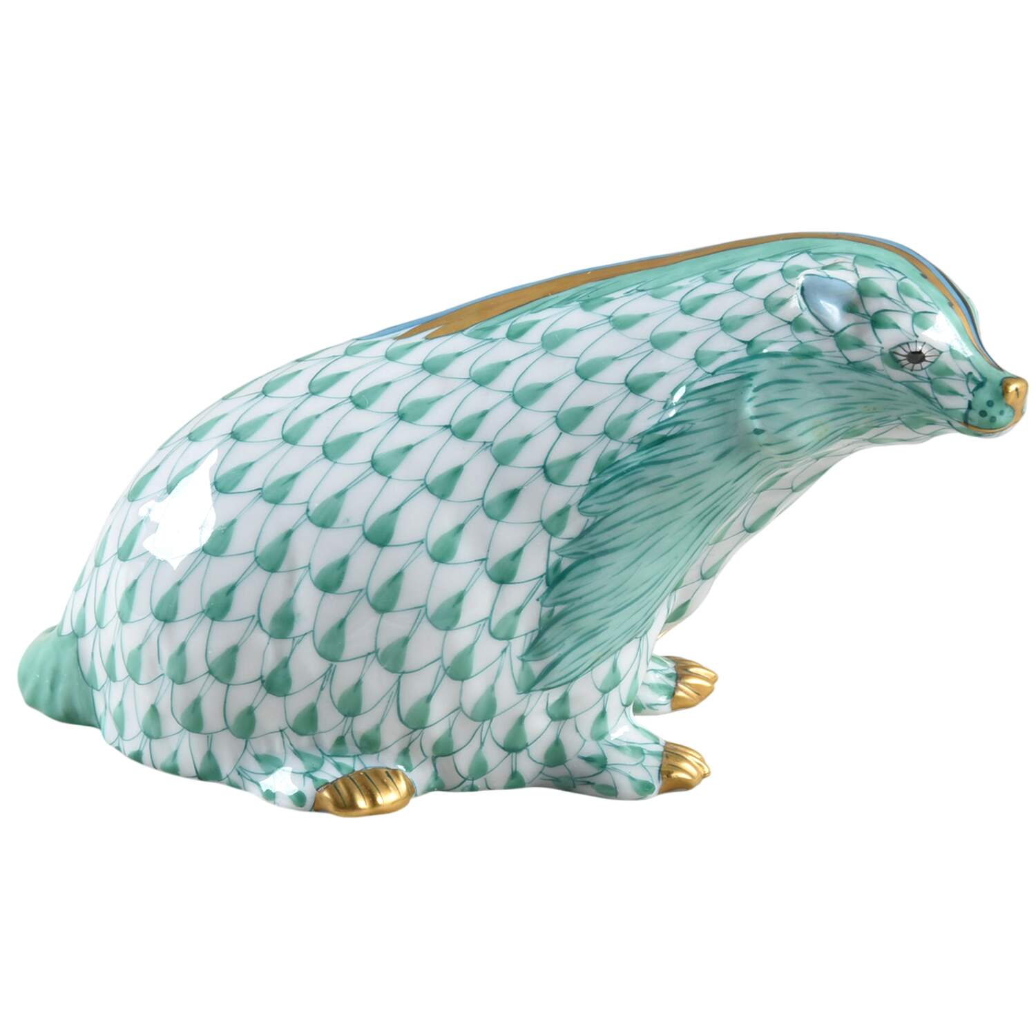 Wild Animals Badger-Sitting/Green - No Box by Herend-1