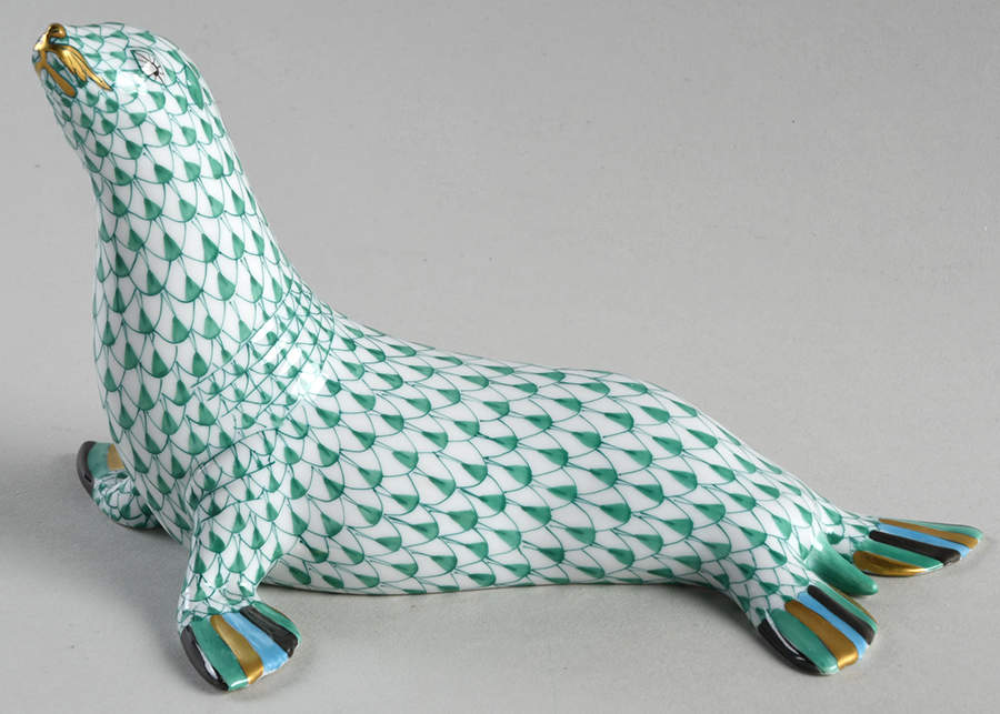 Sea Marine Animals Small Seal- Green - No Box by Herend-1