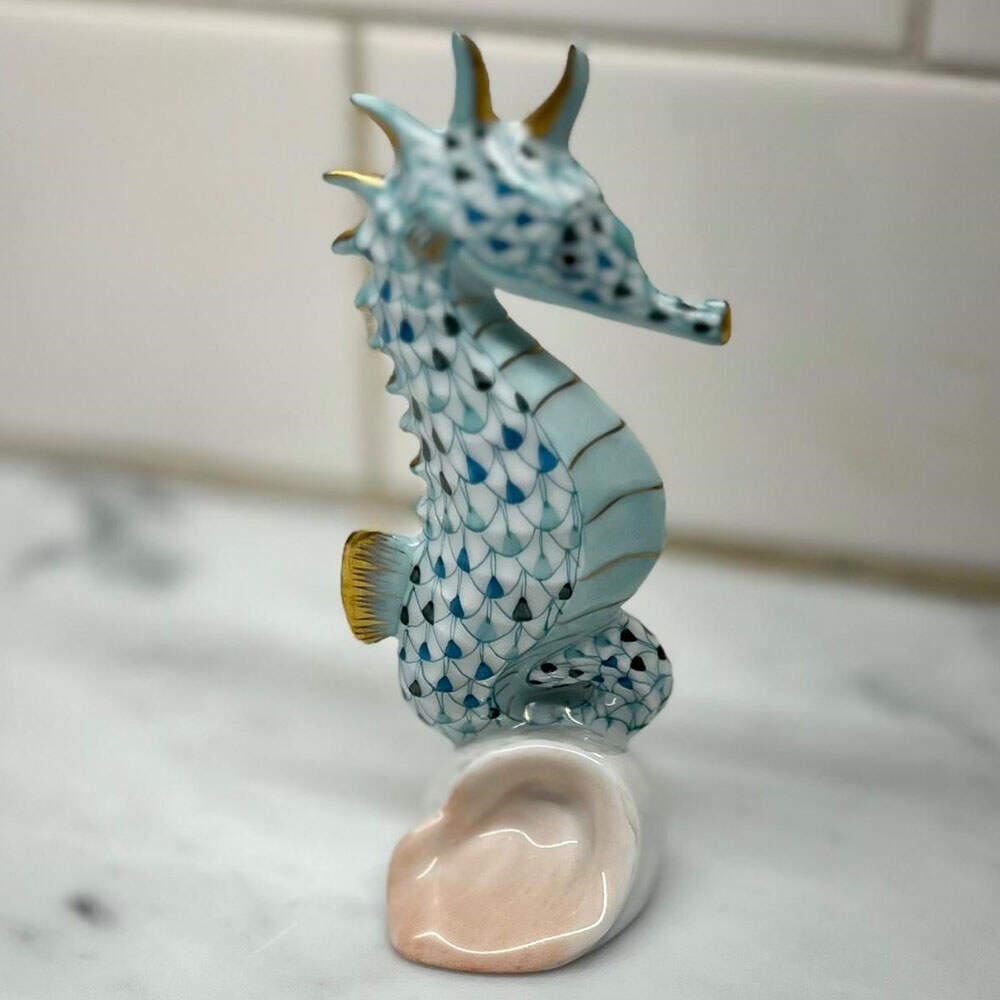Sea Marine Animals Seahorse-Mosaic/Turquoise - No Box by Herend-1