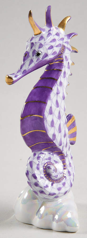 Sea Marine Animals Seahorse-Lilac - No Box by Herend-1