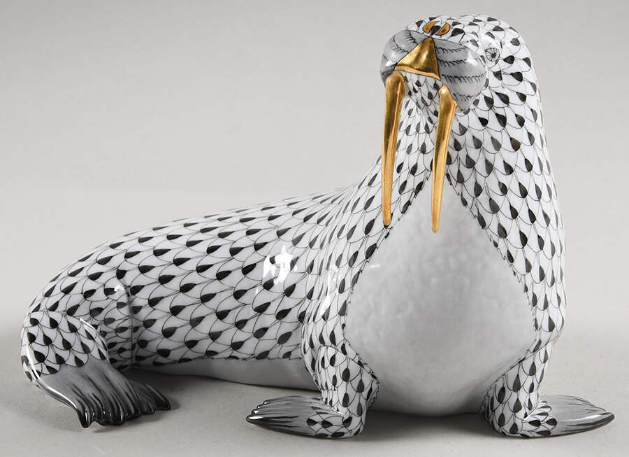 Sea Marine Animals Walrus - Black - No Box by Herend-1