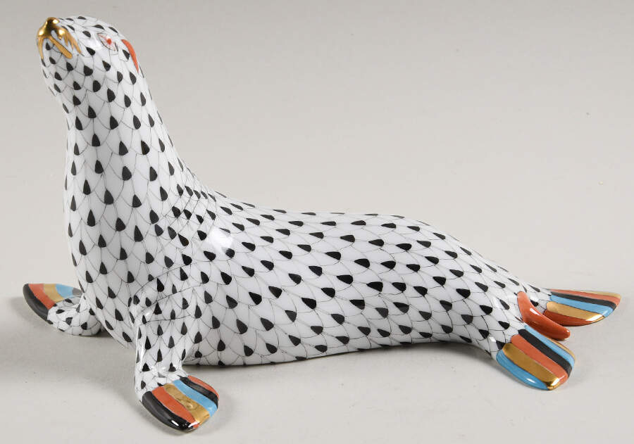 Sea Marine Animals Small Seal-Black - No Box by Herend-1