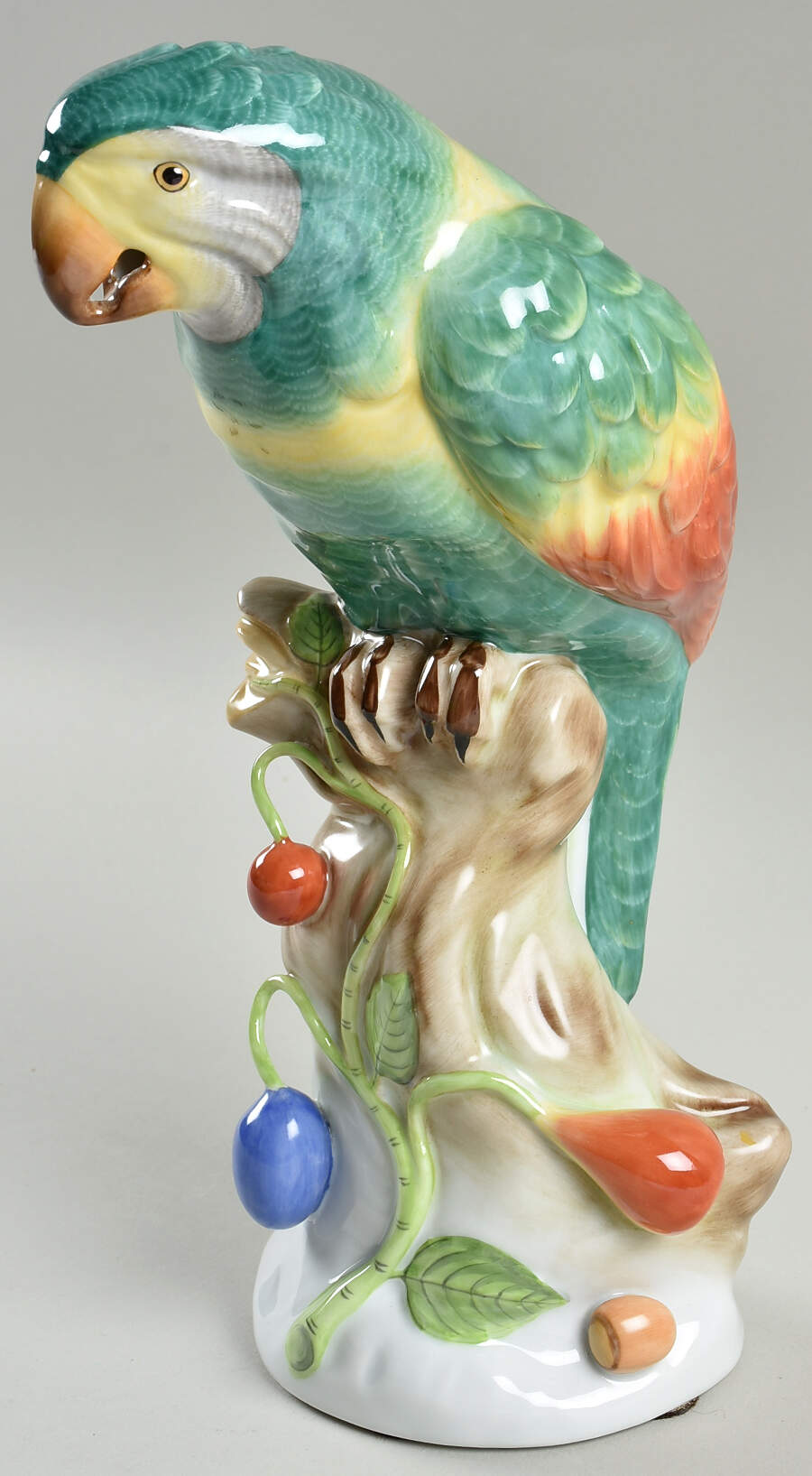 Birds Parrot On Branch-Green/Yellow - No Box by Herend-1