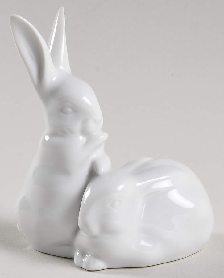 Rabbits & Bunnies (More Than 1) Rabbit Pair-White - No Box by Herend-1