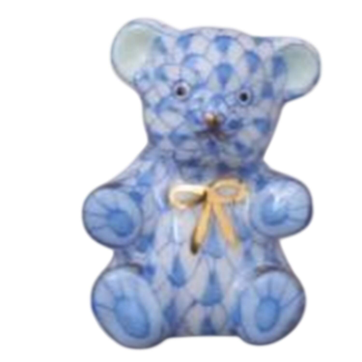 Childrens's Gifts & Toys Small Teddy Bear W/Bow-Sapphire - No Box by Herend-1