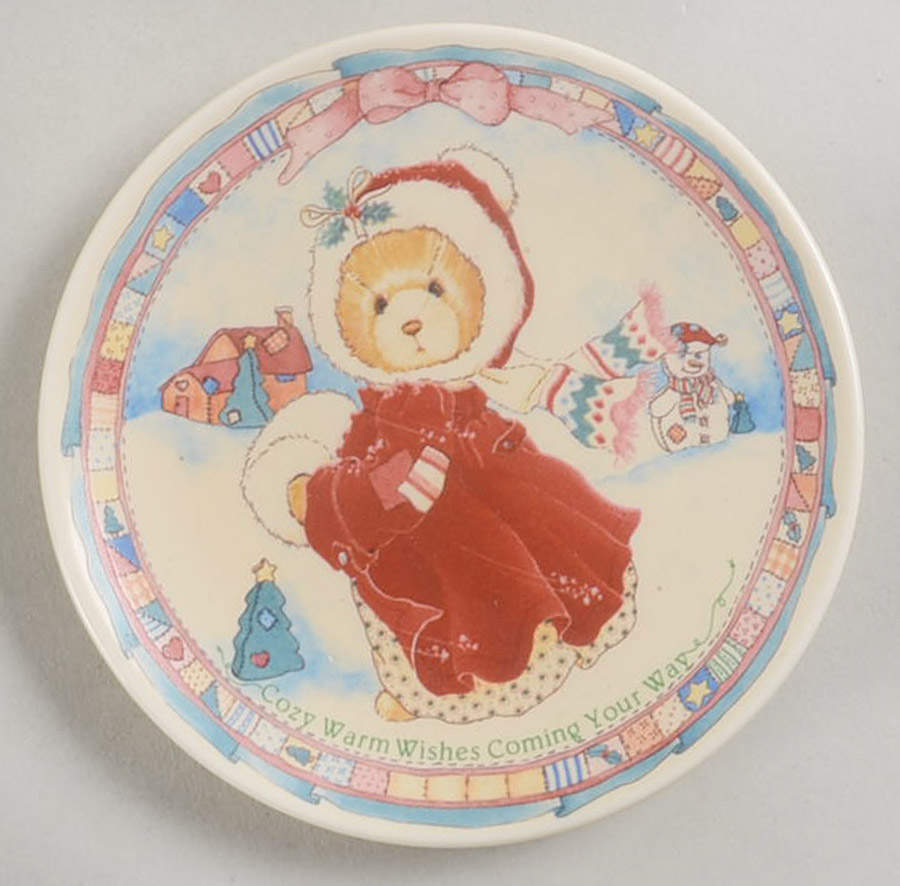 Cherished Teddies Mini Plates Cozy Warm Wishes Coming Your Way - No Box by Hamilton Collection-1