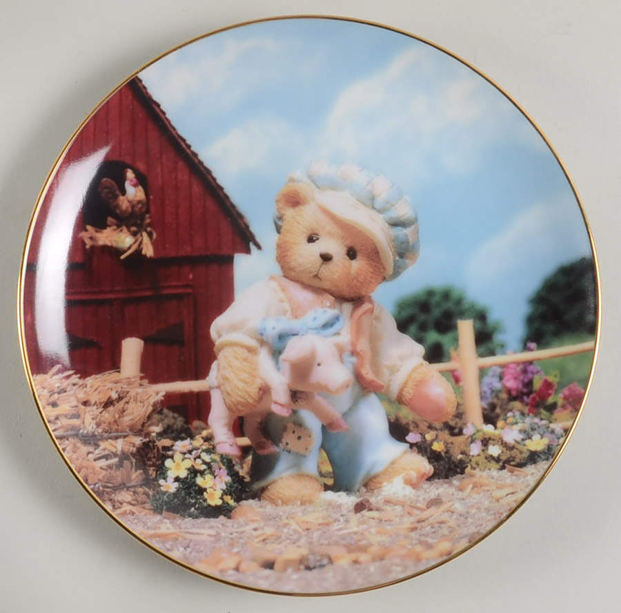 Cherished Teddies Nursery Rhymes Plates Tom, Tom, The Piper's Son - No Box by Hamilton Collection-1