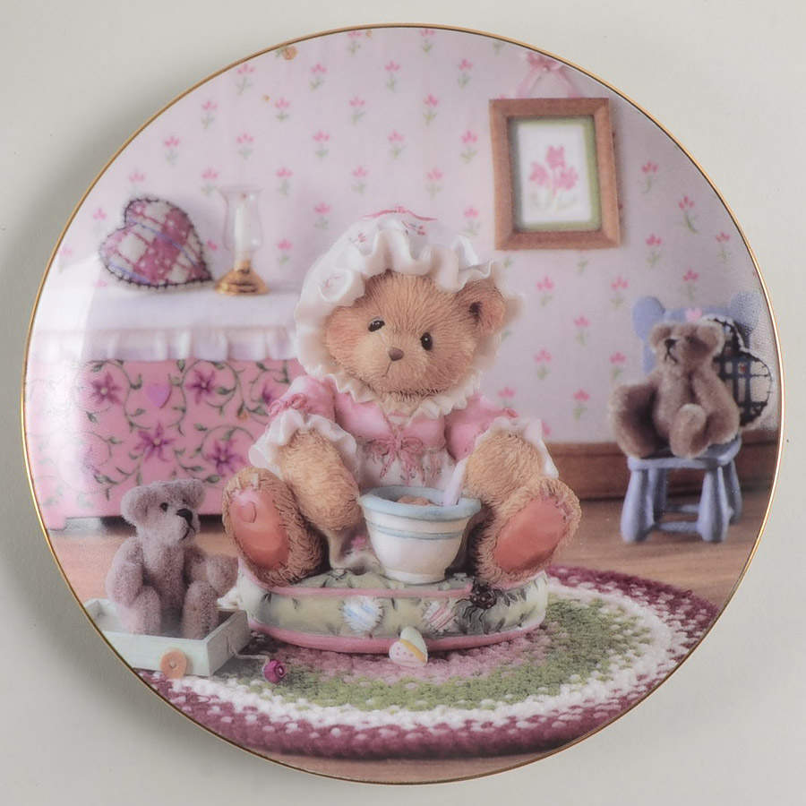 Cherished Teddies Nursery Rhymes Plates Little Miss Muffet  - No Box by Hamilton Collection-1