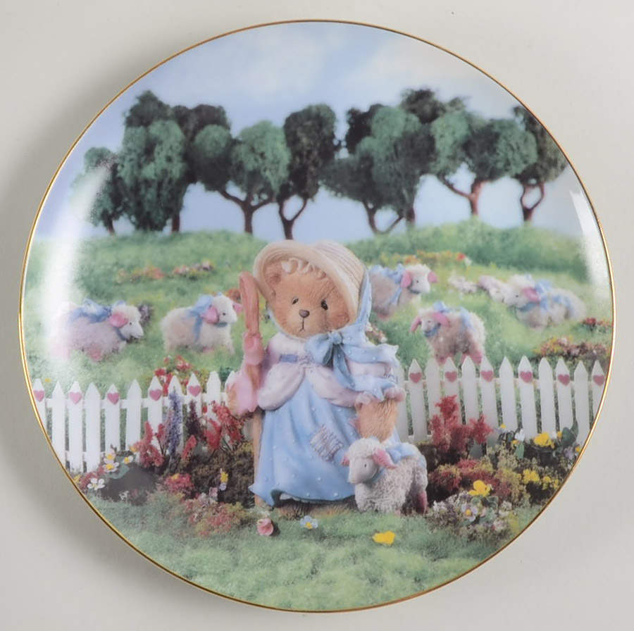 Cherished Teddies Nursery Rhymes Plates Little Bo Peep - No Box by Hamilton Collection-1