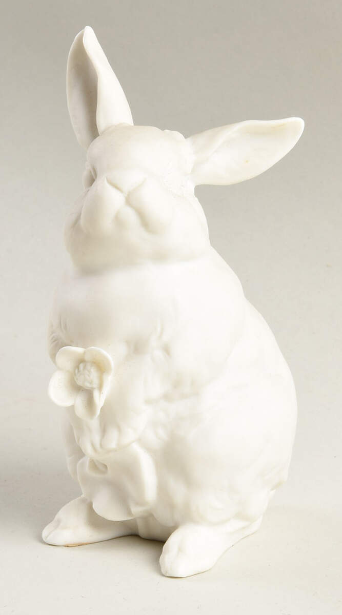 Animals-Farm Rabbit With Flower-White - No Box by Hutschenreuther-1
