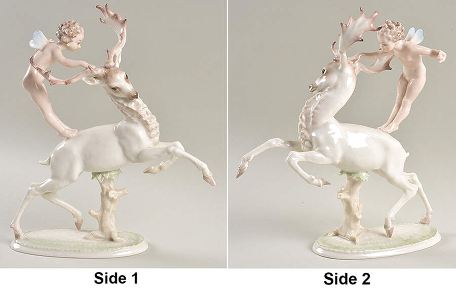 Cherubs-Angels Fairy/Cherub On Stag - No Box by Hutschenreuther-1
