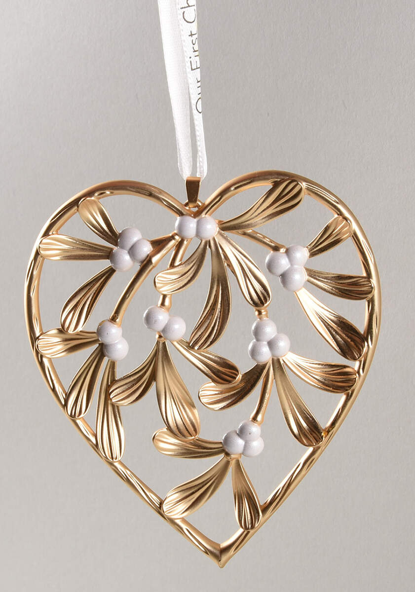 2016 Hallmark Christmas Ornaments Our First Christmas-Metal Heart - Boxed by Hallmark Gold Crown-1