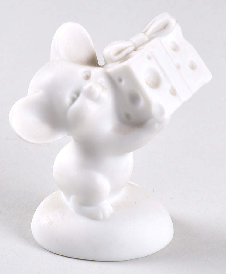 Little Gallery Bisque Figurine Mouse With Cheese Present - No Box by Hallmark Gold Crown-1