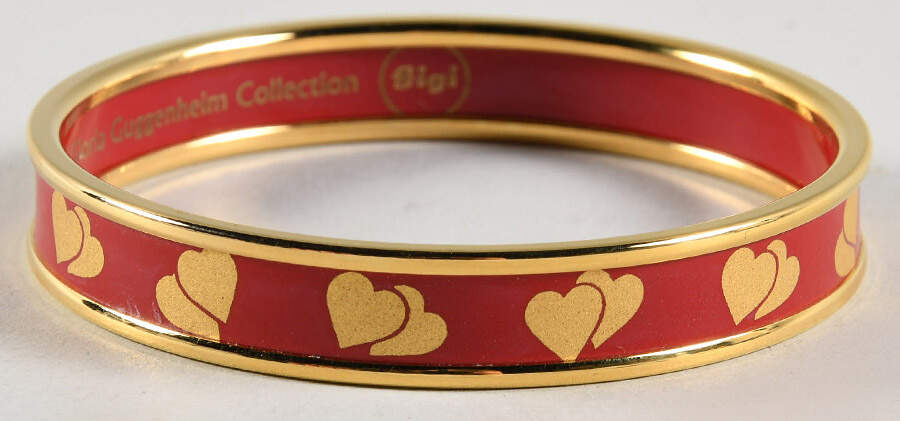 Halcyon Days Jewelry 1cm Red Heart Enamel Bangle-Gigi - No Box by Halcyon Days-1