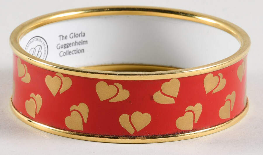 Halcyon Days Jewelry 2cm Red Heart Enamel Bangle-Gigi - Boxed by Halcyon Days-1