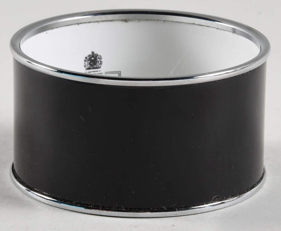 Halcyon Days Jewelry 3.5cm Black & Silver Enamel Bangle-Small - Boxed by Halcyon Days-1