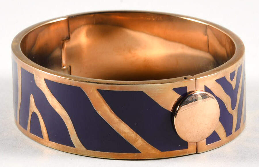 Halcyon Days Jewelry 2cm Hinged Purple Zebra Bangle - No Box by Halcyon Days-1