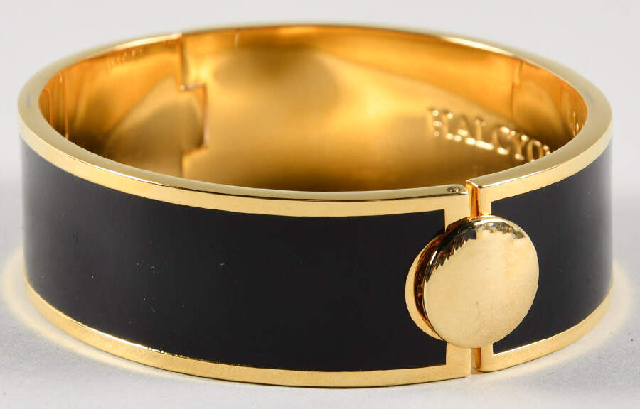 Halcyon Days Jewelry 2cm Hinged Black & Gold Bangle - Boxed by Halcyon Days-1