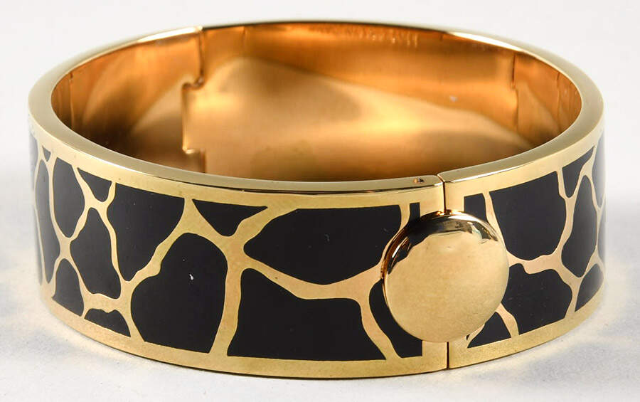 Halcyon Days Jewelry 2cm Hinged Giraffe & Gold Bangle - Boxed by Halcyon Days-1