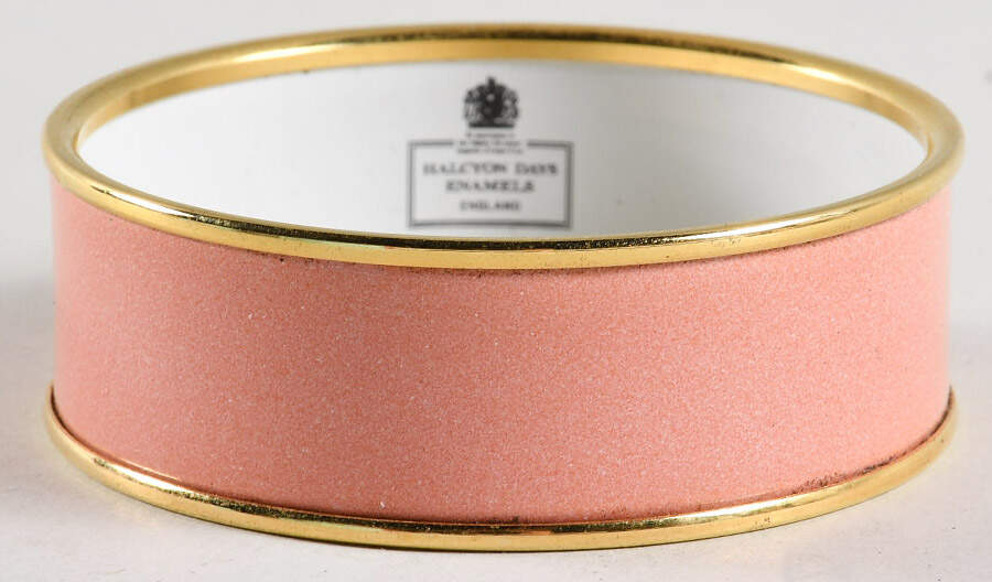 Halcyon Days Jewelry 2cm Peach & Gold Enamel Bangle-Small - No Box by Halcyon Days-1