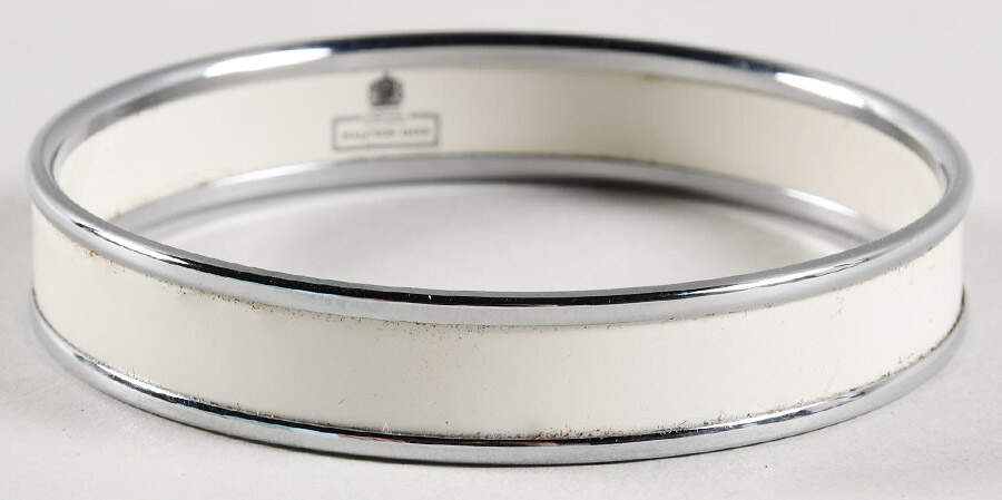 Halcyon Days Jewelry 1cm White & Silver Enamel Bangle-Small - Boxed by Halcyon Days-1