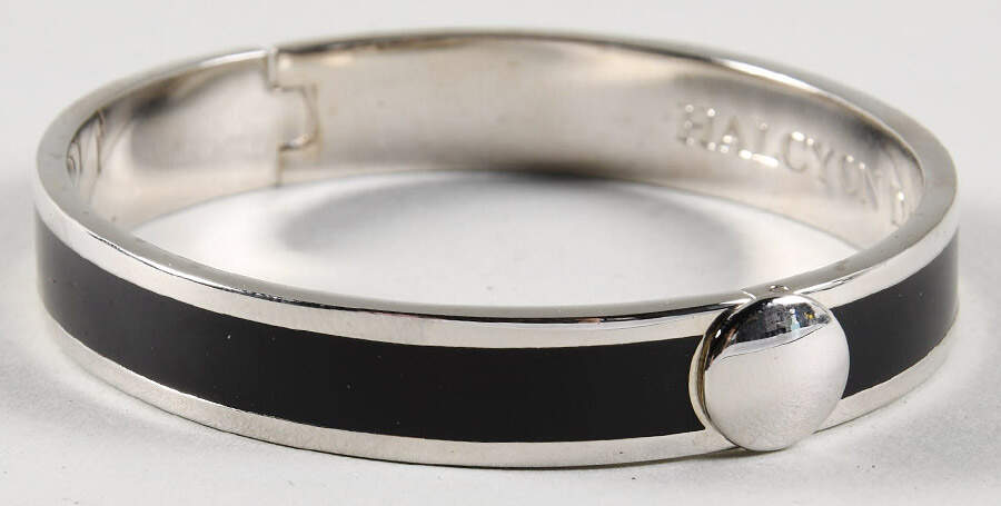 Halcyon Days Jewelry 1cm Black & Silver Palladium Bangle - No Box by Halcyon Days-1