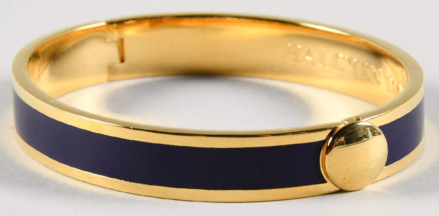 Halcyon Days Jewelry 1cm Hinged Purple & Gold Bangle - Boxed by Halcyon Days-1