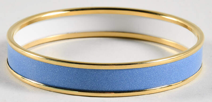 Halcyon Days Jewelry 1cm Blue & Gold  Enamel Bangle - With Box by Halcyon Days-1