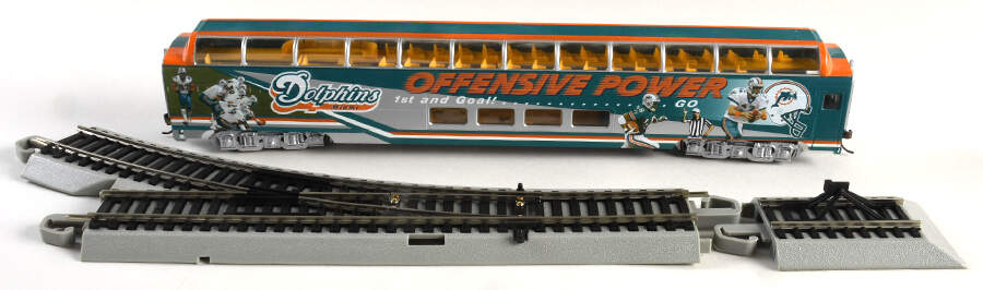 Miami Dolphins Train Offensive Power Car,Switch,Bumper Track - No Box by Hawthorne Village-1