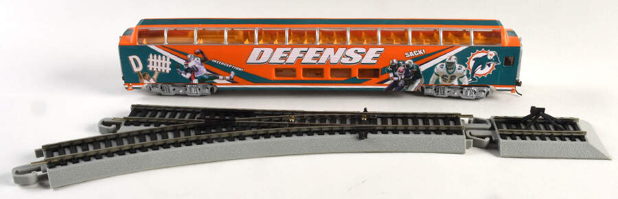 Miami Dolphins Train Defense Dome Car,Switch,Bumper Track - No Box by Hawthorne Village-1